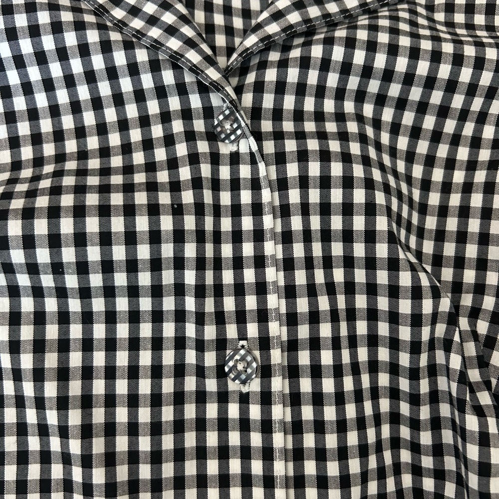 Gingham Bubble Capped Short Sleeve Button Down - image 7